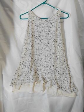 Dalia Cream and Black Printed Sleeveless Tank Top